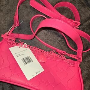 Pink heart-quilted crossbody handbag by Betsey Johnson